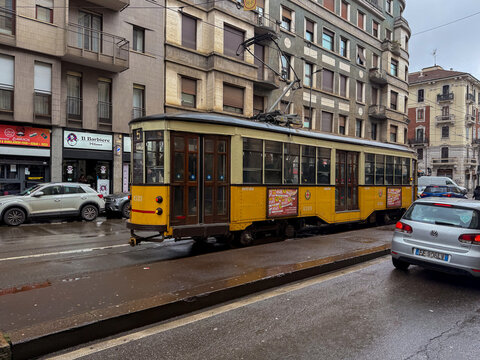 Milan, Milano, street trolleys, Milan trams, ATM Milano Italy 