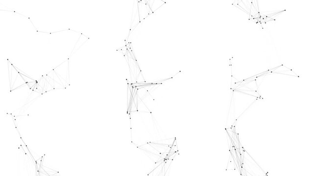 Connected data network seamless loop on white background. 4K 3d animation
