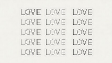 Repetitive display of the word love in a grid like arrangement