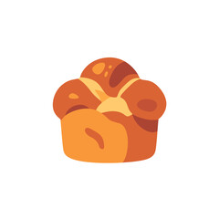 Sweet brioche bun bread pastry loaf, colorful vector flat illustration