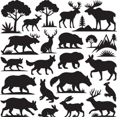 Moose Silhouette Bundle | Wild Moose Animal Vector Set
