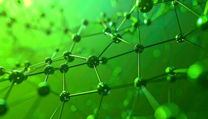 Molecular Network in Green: Intricate molecular structures, rendered in a vibrant green hue, create a visually stunning representation of scientific complexity and interconnectedness.