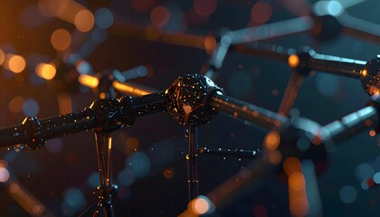 Molecular marvel: Delving into the intricate world of molecules, a close-up perspective unveils a complex and interconnected network, capturing the essence of scientific ingenuity.