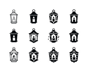 Wedding Logo Variations. Wedding decor and celebration ideas. Icon set. Set Logo of wedding decor and celebration ideas: decorative lantern. harmonious logo