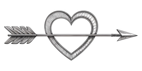 Heart with arrow illustration isolated on transparent background