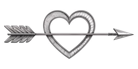 Heart with arrow illustration isolated on transparent background