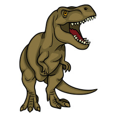 Vector - Roaring Tyrannosaurus Rex dinosaur illustration, a powerful prehistoric predator with sharp teeth and claws, isolated on white background.