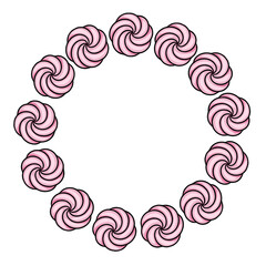 Pink Swirl Meringue Vector Border Frame Illustration