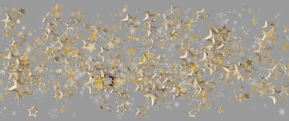 Elegant gold stars and snowflakes floating on a neutral background, perfect for holiday greetings a © vegefox.com
