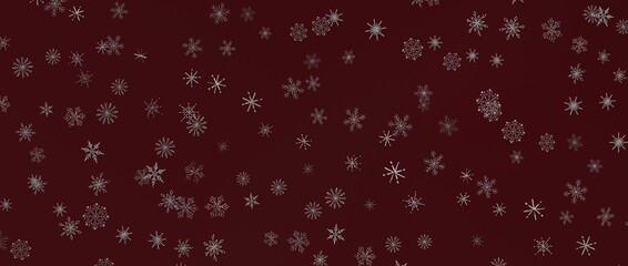 Elegant maroon background with falling snowflakes perfect for festive season greetings and winter design.