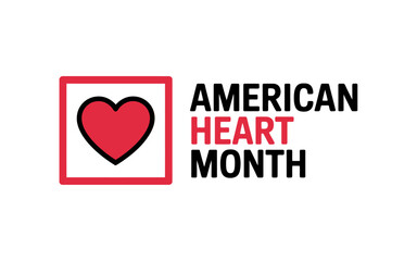 American Heart Month logo with red heart symbol