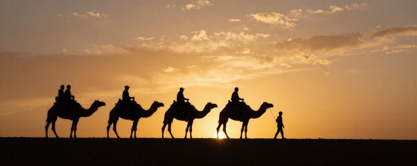 Shadows of the Desert Camel Caravan
