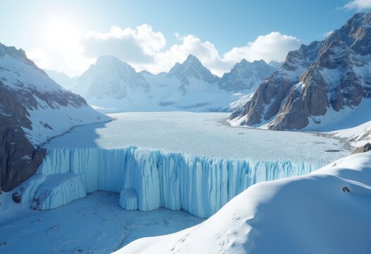 Cascading Firn Granular Snow Glacier Formation Alpine Slope Majestic High Altitude View