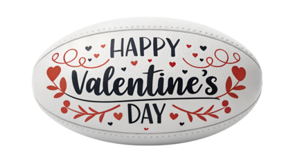 Happy valentine's day rugby ball isolated on transparent background