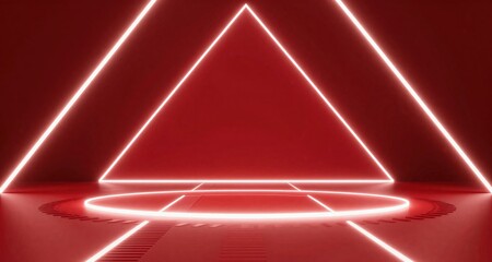 Red neon triangular stage backdrop