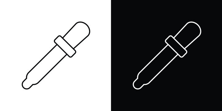 Minimalist dropper tool icon in black and white contrast, symbolizing color sampling in digital design. Ideal for UI, graphic software, and creative interface themes.