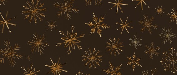 Stunning golden snowflake design on a rich brown background. Perfect for Christmas, winter holiday...