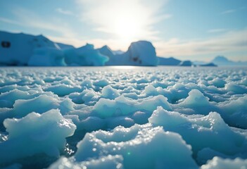 Intricate Frozen Ocean Sheets Brilliantly Arranged in Exquisite Patterns Against a Colossal Icepack