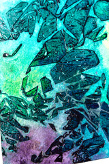 Abstract coloured ink geometric stained glass style paint background