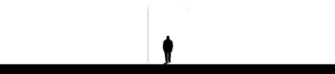 Fototapeta premium Silhouette of a lone male against a minimalist urban backdrop