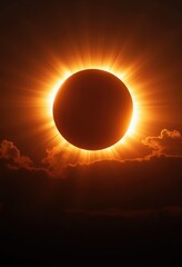 Spectacular Solar Eclipse Unveiling Glowing Solar Corona and Moon Silhouette