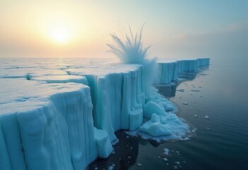 Splintering Sea Ice Shelf Edge Reveals Cracking Dynamics and Unfolding Natural Forces