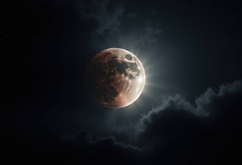 Stunning Lunar Eclipse Captivating Earth's Shadow Casting Over Moon's Surface