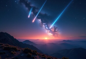 Stunning Meteor Shower Colors Streaking Across the Midnight Celestial Canvas of Stars