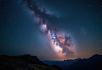 Stunning Milky Way Galaxy with Stars Arcing Overhead in Dramatic Night Skies