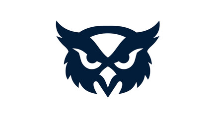 A stark, dark blue owl silhouette centered on a white background, evoking a sense of wisdom and watchfulness