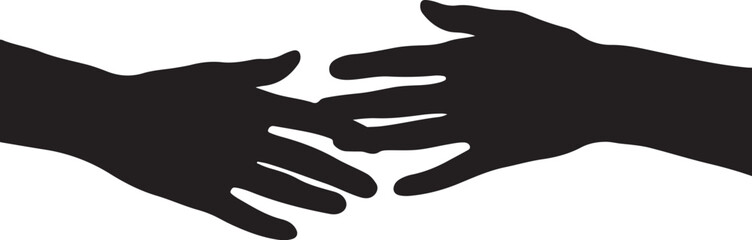 Obraz premium Two hands reaching out to each other in black silhouette