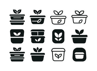 Fototapeta premium Healthy Meal Logos. Healthy meal prep culture. Icon set. Set Logo of Healthy meal prep culture: Labeled meal containers: Abstract geometric, Stylized detail,