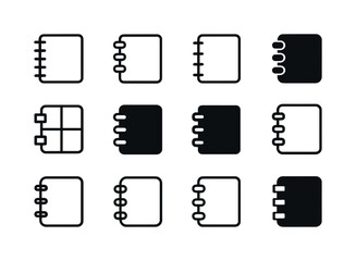 Journal Logo Variations. Journal. Icon set. Set Logo of journal: spiral notebook. harmonious logo variations of the same emblematic concept, each