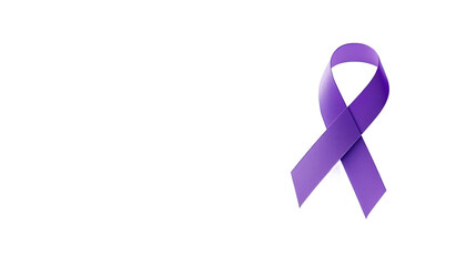 A purple awareness ribbon on a transparent background symbolizing support and solidarity