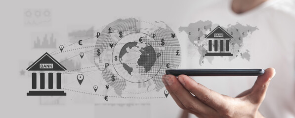 Banks financial transfer money. Online Banking