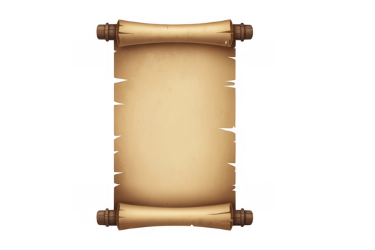 Parchment scroll with wooden handles paper isolated on a transparent background - Powered by Adobe