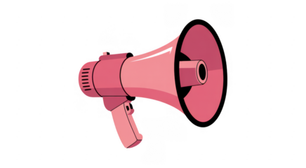 Pink Megaphone loudspeaker communication announcement isolated on a transparent background