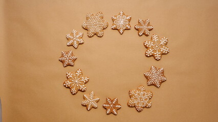 Gingerbread Cookies Decorative Flatlay Beige
Christmas Snowflakes Circular Composition Warm