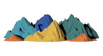 Colorful Mountain Range mountains peaks hills blue isolated on a transparent background