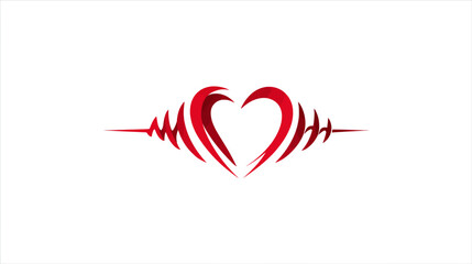 A stylized heart emblem with heartbeat-like design elements in crimson red