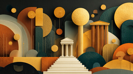 Court newsletter header illustrating judicial updates, public information flow, abstract editorial design