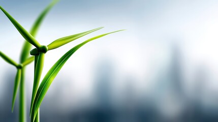 Green plant close up detailed view of a vibrant green plant with background artfully blurred