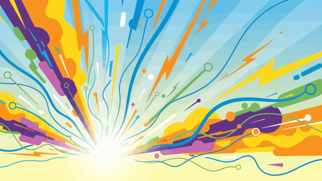 Vibrant colorful abstract illustration with dynamic lines and shapes