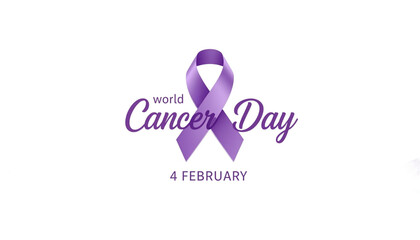 Obraz premium A purple ribbon on a black background for World Cancer Day on February 4th on transparent background