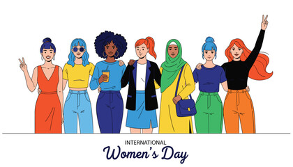 International Women's Day Celebration in Diverse Unity &ndash; Empowerment Vector Art 