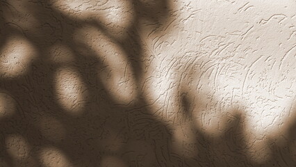 Plaster Wall Soft Texture Surface. Shadow Pattern Frontview Warm Beige