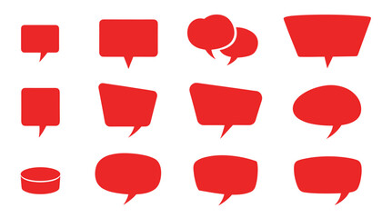 Speech Bubble Icon Set &ndash; 15 Red Designs for Dialogue, Comics, and Communication Themes Vector 
