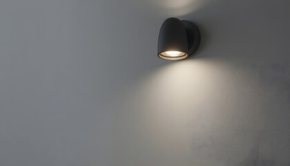 Modern wall light fixture casting warm glow on gray wall