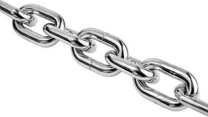 Obraz premium A strong metal chain with polished silver links connected in a series.