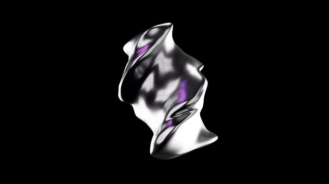 Abstract 3D Seamless Loop &mdash; Floating Chrome Liquid Sculpture Morphing on Black Background (4K)